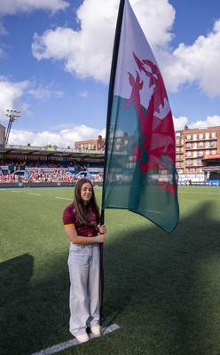 260926 Wales v USA, Vodafone Wales WXV Series - Flag bearers at the stadium