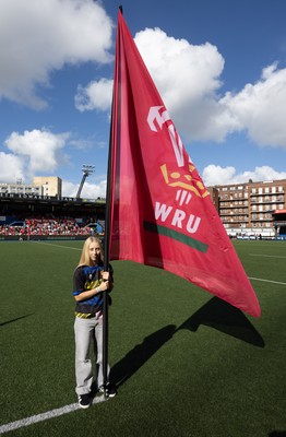 260926 Wales v USA, Vodafone Wales WXV Series - Flag bearers at the stadium