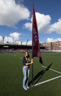 260926 Wales v USA, Vodafone Wales WXV Series - Flag bearers at the stadium