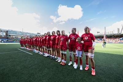 260926 Wales v USA, Vodafone Wales WXV Series - The Wales team line up for the anthems
