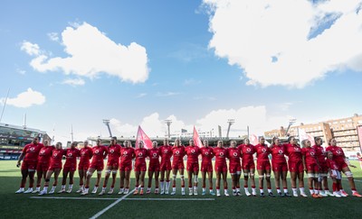 260926 Wales v USA, Vodafone Wales WXV Series - The Wales team line up for the anthems