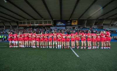 260926 Wales v USA, Vodafone Wales WXV Series - The Wales team line up for the anthems