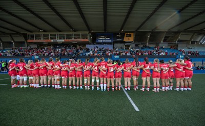 260926 Wales v USA, Vodafone Wales WXV Series - The Wales team line up for the anthems