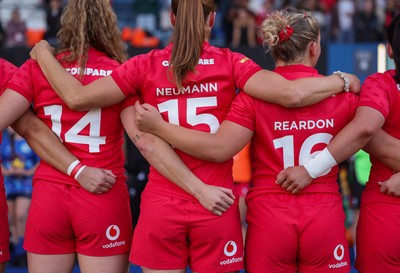 260926 Wales v USA, Vodafone Wales WXV Series - The Wales team line up for the anthems