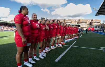 260926 Wales v USA, Vodafone Wales WXV Series - The Wales team line up for the anthems