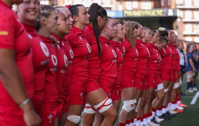260926 Wales v USA, Vodafone Wales WXV Series - The Wales team line up for the anthems