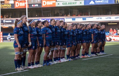 260926 Wales v USA, Vodafone Wales WXV Series - The USA team line up for the anthems
