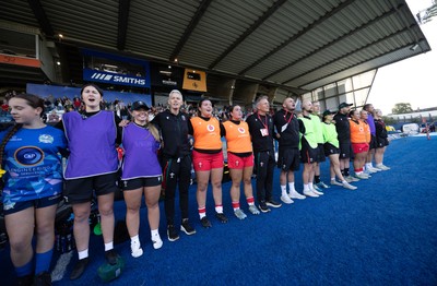 260926 Wales v USA, Vodafone Wales WXV Series - The Wales management staff during the anthems