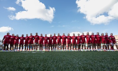 260926 Wales v USA, Vodafone Wales WXV Series - The Wales team line up for the anthems