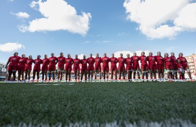 260926 Wales v USA, Vodafone Wales WXV Series - The Wales team line up for the anthems