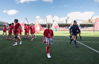260926 Wales v USA, Vodafone Wales WXV Series - The match mascot during the anthems
