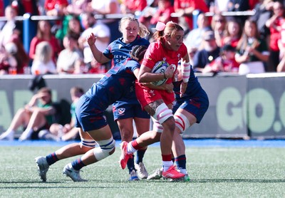 260926 Wales v USA, Vodafone Wales WXV Series - Georgia Evans of Wales takes on Hallie Taufoou of USA and Rachel Ehrecke of USA