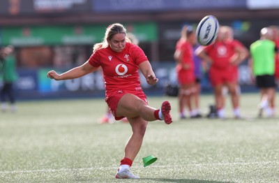 260926 Wales v USA, Vodafone Wales WXV Series - Freya Bell of Wales kicks a conversion
