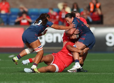 260926 Wales v USA, Vodafone Wales WXV Series - Wales and USA compete for the ball