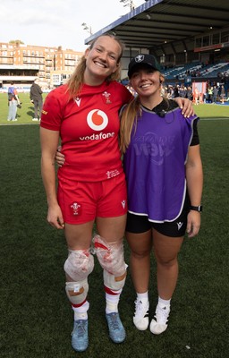 260926 Wales v USA, Vodafone Wales WXV Series - Carys Cox of Wales with Erin Lynch, Wales National Squad Physio