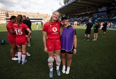 260926 Wales v USA, Vodafone Wales WXV Series - Carys Cox of Wales with Erin Lynch, Wales National Squad Physio