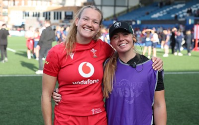 260926 Wales v USA, Vodafone Wales WXV Series - Carys Cox of Wales with Erin Lynch, Wales National Squad Physio