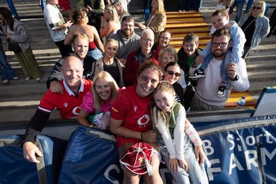 260926 Wales v USA, Vodafone Wales WXV Series - Georgia Evans of Wales with family 