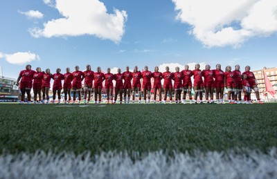 260926 Wales v USA, Vodafone Wales WXV Series - The Wales team line up for the anthems