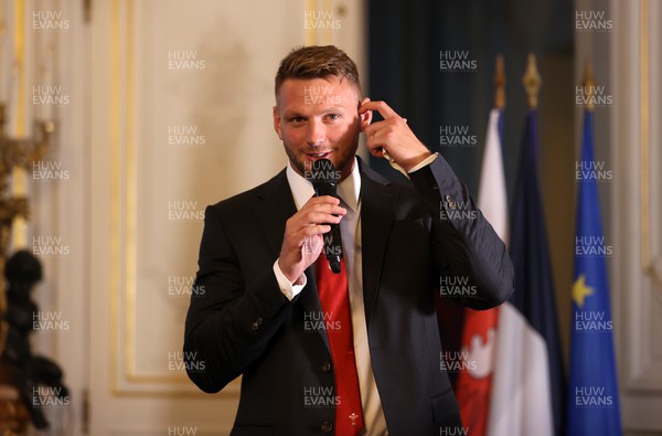030923 - The Welsh Rugby Teams Welcome Ceremony at the City Hall of Versailles for the 2023 Rugby World Cup - Dan Biggar