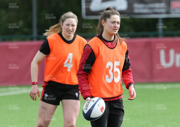 230521 - Wales Women 7s Squad Training - Robyn Wilkins, front and Gwen Crabb during training session