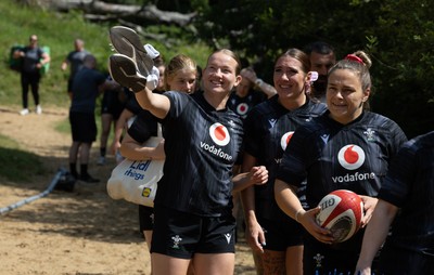 130625 Wales Women Rugby Squad Training at Merthyr Mawr dunes - Carys Cox and Georgia Evans during a training and conditioning session at Merthyr Mawr sand dunes