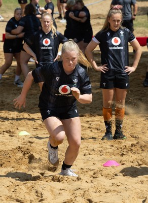 130625 Wales Women Rugby Squad Training at Merthyr Mawr dunes - Seren Lockwood during a training and conditioning session at Merthyr Mawr sand dunes