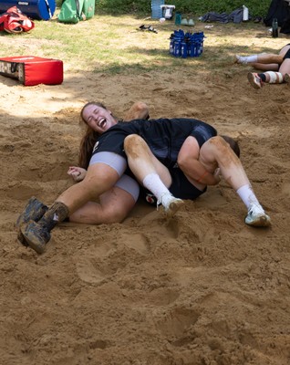 130625 Wales Women Rugby Squad Training at Merthyr Mawr dunes - Lisa Neumann during a training and conditioning session at Merthyr Mawr sand dunes