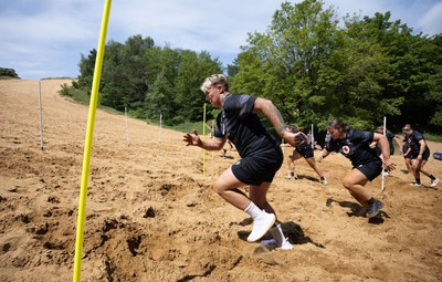 130625 Wales Women Rugby Squad Training at Merthyr Mawr dunes - Donna Rose during a training and conditioning session at Merthyr Mawr sand dunes