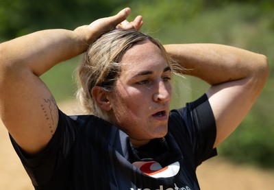130625 Wales Women Rugby Squad Training at Merthyr Mawr dunes - Courtney Keight during a training and conditioning session at Merthyr Mawr sand dunes
