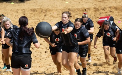 130625 Wales Women Rugby Squad Training at Merthyr Mawr dunes - Lisa Neumann during a training and conditioning session at Merthyr Mawr sand dunes