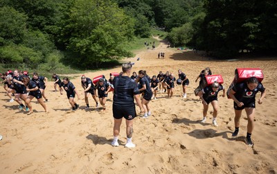 130625 Wales Women Rugby Squad Training at Merthyr Mawr dunes - The Wales Women squad during a training and conditioning session at Merthyr Mawr sand dunes