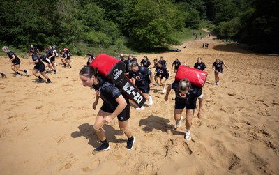 130625 Wales Women Rugby Squad Training at Merthyr Mawr dunes - The Wales Women squad during a training and conditioning session at Merthyr Mawr sand dunes
