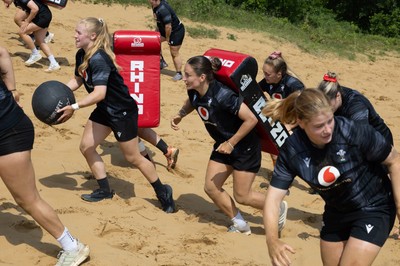 130625 Wales Women Rugby Squad Training at Merthyr Mawr dunes - The Wales Women squad during a training and conditioning session at Merthyr Mawr sand dunes