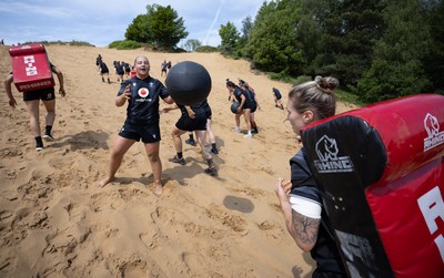 130625 Wales Women Rugby Squad Training at Merthyr Mawr dunes - Molly Reardon during a training and conditioning session at Merthyr Mawr sand dunes