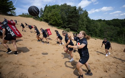130625 Wales Women Rugby Squad Training at Merthyr Mawr dunes - Bethan Lewis during a training and conditioning session at Merthyr Mawr sand dunes