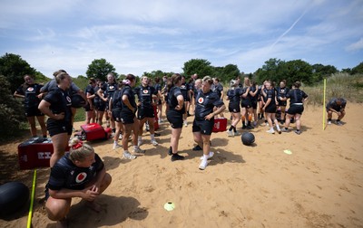 130625 Wales Women Rugby Squad Training at Merthyr Mawr dunes - The Wales Women squad during a training and conditioning session at Merthyr Mawr sand dunes