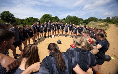 130625 Wales Women Rugby Squad Training at Merthyr Mawr dunes - The Wales Women squad during a training and conditioning session at Merthyr Mawr sand dunes