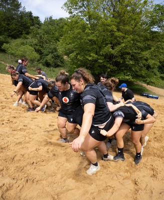 130625 Wales Women Rugby Squad Training at Merthyr Mawr dunes - The Wales Women squad during a training and conditioning session at Merthyr Mawr sand dunes