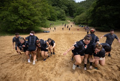 130625 Wales Women Rugby Squad Training at Merthyr Mawr dunes - The Wales Women squad during a training and conditioning session at Merthyr Mawr sand dunes