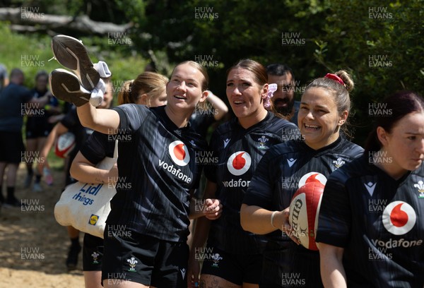 130625 Wales Women Rugby Squad Training at Merthyr Mawr dunes - Carys Cox and Georgia Evans during a training and conditioning session at Merthyr Mawr sand dunes