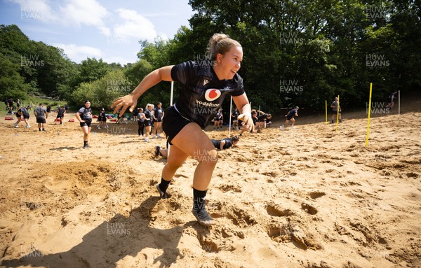 130625 Wales Women Rugby Squad Training at Merthyr Mawr dunes - Katherine Baverstock during a training and conditioning session at Merthyr Mawr sand dunes