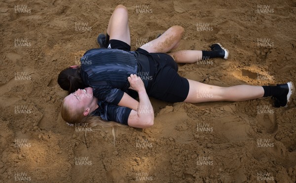 130625 Wales Women Rugby Squad Training at Merthyr Mawr dunes - Catherine Richards during a training and conditioning session at Merthyr Mawr sand dunes