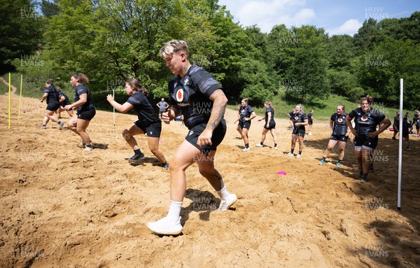 130625 Wales Women Rugby Squad Training at Merthyr Mawr dunes - Donna Rose during a training and conditioning session at Merthyr Mawr sand dunes