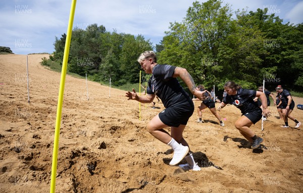 130625 Wales Women Rugby Squad Training at Merthyr Mawr dunes - Donna Rose during a training and conditioning session at Merthyr Mawr sand dunes