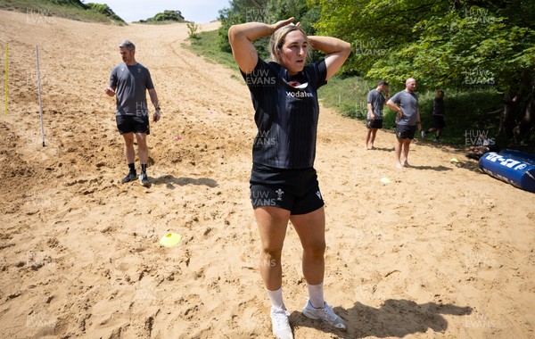 130625 Wales Women Rugby Squad Training at Merthyr Mawr dunes - Courtney Keight during a training and conditioning session at Merthyr Mawr sand dunes