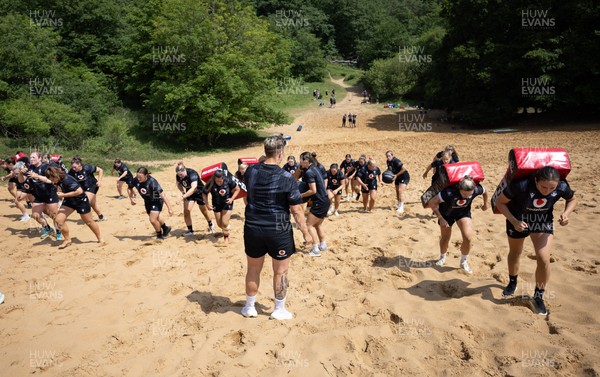 130625 Wales Women Rugby Squad Training at Merthyr Mawr dunes - The Wales Women squad during a training and conditioning session at Merthyr Mawr sand dunes