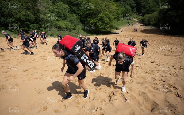 130625 Wales Women Rugby Squad Training at Merthyr Mawr dunes - The Wales Women squad during a training and conditioning session at Merthyr Mawr sand dunes