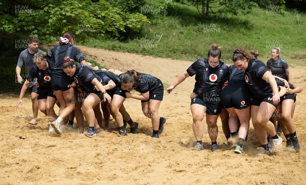 130625 Wales Women Rugby Squad Training at Merthyr Mawr dunes - The Wales Women squad during a training and conditioning session at Merthyr Mawr sand dunes