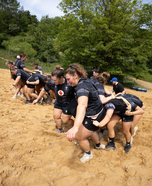 130625 Wales Women Rugby Squad Training at Merthyr Mawr dunes - The Wales Women squad during a training and conditioning session at Merthyr Mawr sand dunes